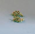 Pair of 14kt Gold Ruby Sapphire and Emerald Floral Earclips