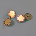Pair of Heavy 18kt Gold and Red Enamel Cuff Links