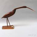 Carved Pine Heron Figure