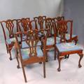 Set of Eight Chippendalestyle Carved Mahogany Dining Chairs