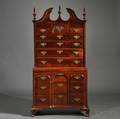 Chippendale Mahogany Scrolltop Chest on Chest