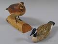 Two Painted Bird Carvings