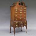 Chippendalestyle Mahogany Scrolltop High Chest