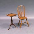 Queen Anne Maple Squaretop Candlestand and a Bowback Windsor Side Chair