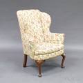Queen Anne Mahogany Upholstered Easy Chair