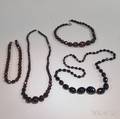 Four Cherry Amber Faceted Bead Necklaces