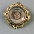 14kt Goldframed Painted Portrait Brooch