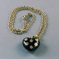 18kt Gold and Enamel Heart Pendant and Chain