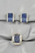 18kt White Gold Sapphire and Diamond Suite