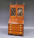 Federalstyle Inlaid Cherry Glazed Twopart Desk Bookcase