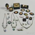 Assorted Group of Russian Lacquer and Painted Porcelain Jewelry