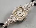 Ladys 14kt White Gold and Diamond Elgin Wristwatch