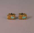 Pair of Modern 14kt Gold and Opal Cuff Links