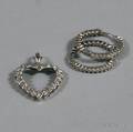 Pair of 18kt White Gold and Diamond Hoop Earrings and a 14kt White Gold and Diamond Heart Pendant