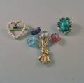 Three 14kt Gold Gemset Pins