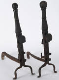 Pair of wrought iron andirons