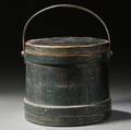 Greenpainted Wooden Covered Firkin