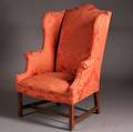 Chippendale Upholstered Mahogany Wing Chair