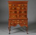 Queen Anne Maple Walnut and Walnut Veneer High Chest of Drawers