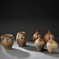 Four Saltglazed Stoneware Jugs and Two Crocks