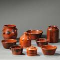 Nine Redware Pottery Items