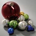 Ten Blown Colored Glass Kugel Ornaments