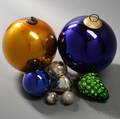 Eight Blown Colored Glass Kugel Ornaments