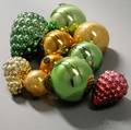Ten Blown Colored Glass Kugel Ornaments