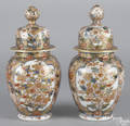 Pair of Japanese Imari palette porcelain urns 19th c