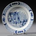 Blue and White Rotterdam Riot Decorated Porcelain Plate