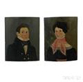 American School 19th Century Pair of Portraits of Daniel Aikens and His Wife Rhoda Richmond Aikens of Barnard Vermont