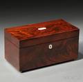Mahogany Veneer Tea Caddy with Motherofpearl Inlay