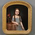 Attributed to Alexander Hamilton Emmons Connecticut 18161884 Portrait of a Young Girl Wearing a Blue Dress