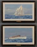 American School Early 20th Century Two Portraits of Yachts