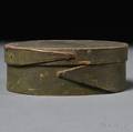 Small Greenpainted Oval Covered Lappedseam Storage Box