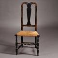 Blackpainted Queen Anne Maple Rush Seat Side Chair