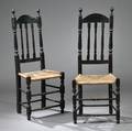 Pair of Blackpainted Bannisterback Side Chairs