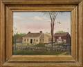 American School Early 20th Century Portrait of an Auburn Maine Cape Cod style House and Barn