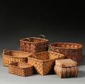 Six Paintdecorated Splint Baskets