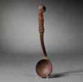 Carved Mahogany Ladle with Bust of Abraham Lincoln and Fivepoint Star