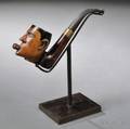 Figural Folk Carved and Painted Maple Pipe