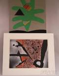 Tarrant Clements American b 1944 Two Abstract Works in Green and Red