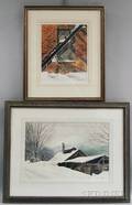 Robert OBrien American b 1954 Two Winter Landscapes