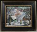 George J Marinko American 19081989 Winter Cabin with Woodsman