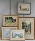 Five Framed Watercolors Walter Kilham American 18681948 Street in Provincetown