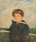 American School 20th Century Portrait of a Boy on a Ferry Boat
