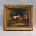 American School 19th Century Horses in a Stable