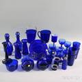 Approximately Thirtythree Pieces of Cobalt Glass