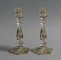 Pair of Colorless Glass Candlesticks