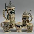 Five German Stoneware Steins